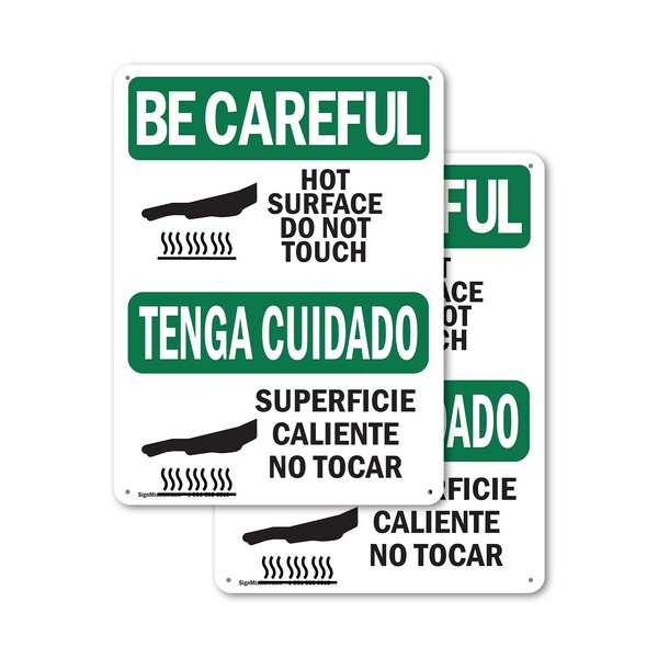 Signmission Hot Surface Sign, 10 in H x 7 in W, Plastic, Hot Surface Do Not Touch Bilingual OS-2PACK-BC-P-710-L-10029 - main